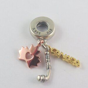 Pandora Maple Leaf Charm Canadian Maple Leaf Charm Hockey Stick Charm S925 (T34)